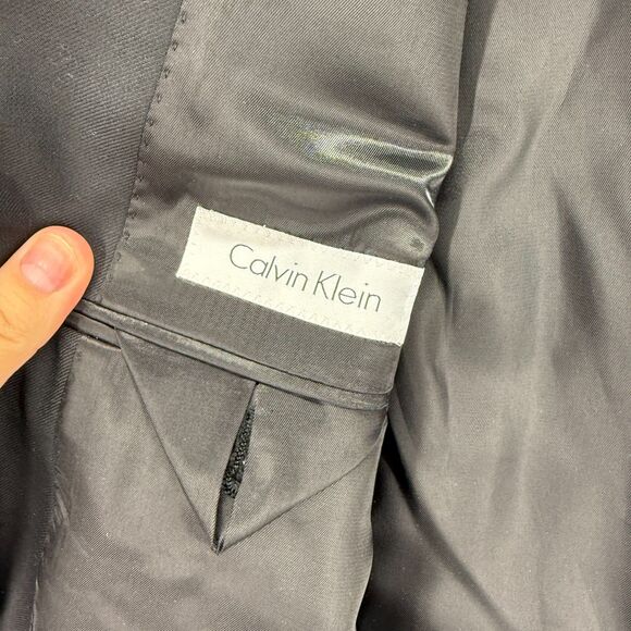 Calvin Klein Blazer Men 42 Black Button Up Collared Long Sleeve Cashmere Regular - Picture 5 of 7